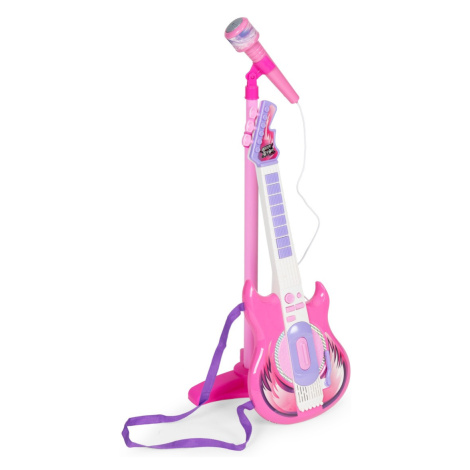 Dětská elektrická kytara se stojanem a mikrofonem Deciz růžová MULTISTORE