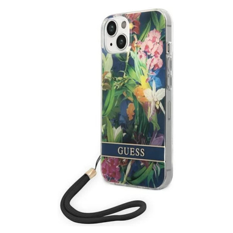 Kryt Guess GUOHCP14SHFLSB iPhone 14 6,1" blue hardcase Flower Strap (GUOHCP14SHFLSB)
