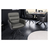Estila Dizajnová kožená otočná stolička Coiro v sivej farbe s industriálnym nádychom 88 cm