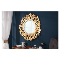 Estila Art-deco nadčasové okrúhle nástenné zrkadlo Papillon v ráme zlatej farby 78cm