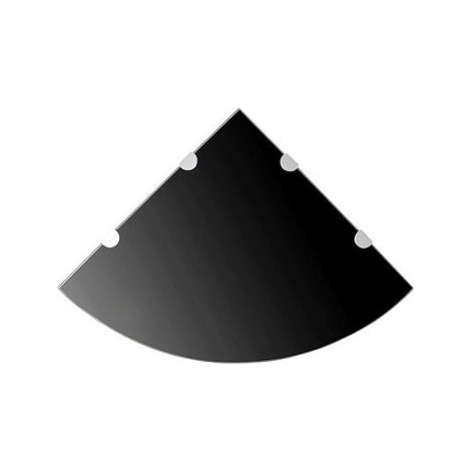 Rohová polica s chrómovými podperami sklo čierne 45 × 45 cm SHUMEE