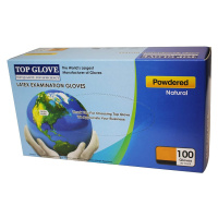 Top Glove jednorázové latexové rukavice s púdrom 100ks S