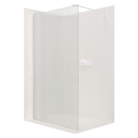 Cerano Onyx, sprchová zástena Walk-in, guľatá vzpera - biela matná, ryhované sklo - 100x200 cm, 