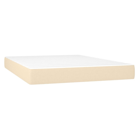 vidaXL Posteľný rám boxspring s matracom krémový 140x200 cm látka