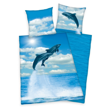Herding Bavlnené obliečky Delfíny, 140 x 200 cm, 70 x 90 cm