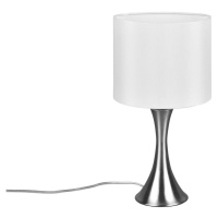 Stolná lampa Sabia, Ø 20 cm, biela/niklová