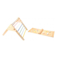 Drevený Piklerovej trojuholník set s montessori doskou - pastelový