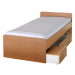 KONDELA Duet 80262 90 jednolôžková posteľ s úložným priestorom buk