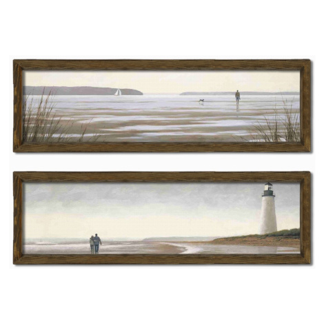 Súprava obrazov Lighthouse 2 ks 19x70 cm hnedá