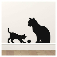 Drevená nálepka na stenu - 2 mačky