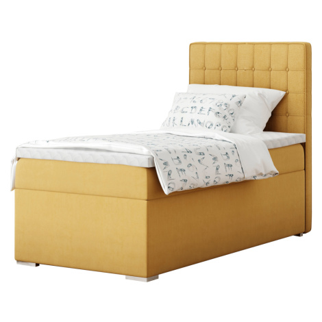 Boxspringová posteľ, jednolôžko, horčicová, 90x200, pravá, TERY Tempo Kondela