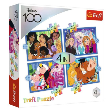 Puzzle 4v1 - Šťastný svet Disney / Disney 100