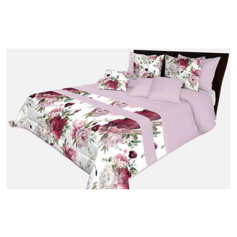 domtextilu.sk Prešívaný prehoz na posteľ v svetlo fialovej farbe s dokonalou potlačou ružových p