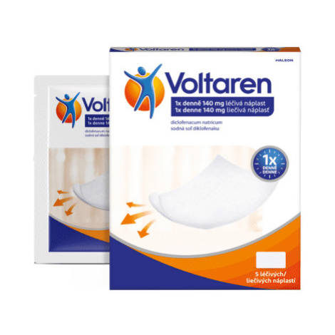 VOLTAREN Liečivá náplasť 1x denne na bolesť chrbta 5 ks