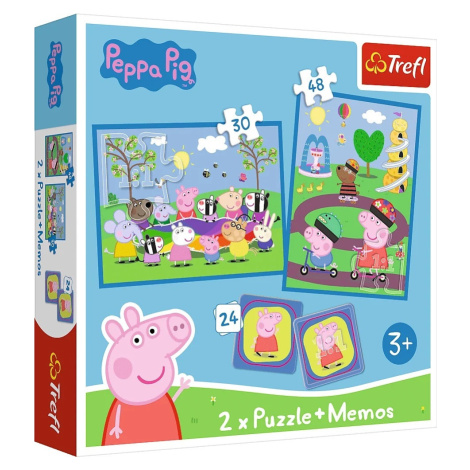 Trefl Puzzle 2v1 + pexeso - Šťastné chvíle s prasiatkom Peppa / Peppa Pig