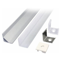Solight hliníkový profil pre LED pásiky rohový, 16x16mm, mliečny difúzor, 1m