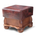PYKA Parys kožená taburetka drevo D3 / hnedá (S42)