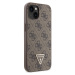 Guess PU 4G Strass Triangle Metal Logo Zadný Kryt pre iPhone 15 Brown