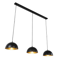 Priemyselná závesná lampa čierna so zlatými 3-svetlami - Magnax