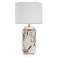Keramická stolová lampa s textilným tienidlom v bielo-zlatej farbe (výška 48 cm) Glam Abstract –