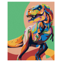 Diamantové maľovanie - FAREBNÝ DINOSAURUS Rámovanie: vypnuté plátno na rám, Rozmer: 40x50 cm