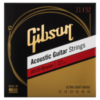 Gibson 80/20 Bronze Acoustic Guitar Strings Ultra-Light