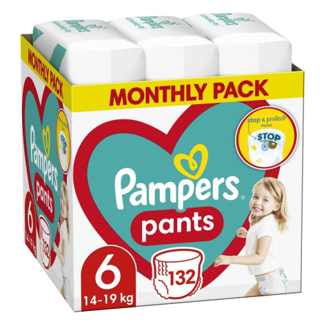 PAMPERS Pants 6 Active Baby Dry 132 ks (15+ kg) MESAČNÁ ZÁSOBA - plienkové nohavičky