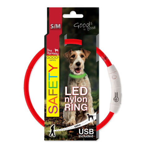 Obojok Dog Fantasy LED nylon červený 45cm