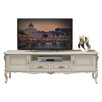 Estila Luxusný klasický TV stolík Clasica z dreveného masívu s vyrezávanou výzdobou a úložným pr