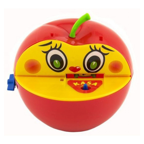 Pokladnička červené jablko s červíkom na kľúčik Teddies