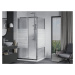 MEXEN/S - Apia sprchovací kút posuvný 100x100, sklo transparent/pruhy, chróm + vanička 840-100-1