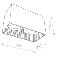 Downlight Groove, hranaté, 2-plameňové, biela