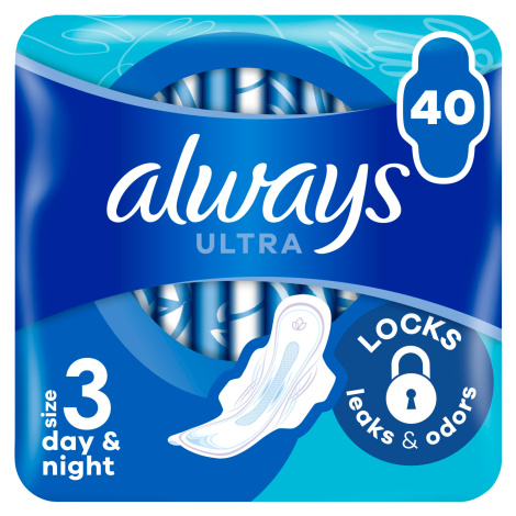 ALWAYS Ultra Day & Night hygienické vložky (veľ. 3) s krídelkami 40 ks