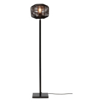 Čierna stojacia lampa s ratanovým tienidlom (výška 130 cm) Tanami – Good&Mojo