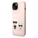 Karl Lagerfeld and Choupette Liquid Silicone Zadný Kryt pre iPhone 14 Max Pink