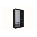 Expedo Skříň s posuvnými dveřmi a zrcadlem ELVIRA + Tichý dojezd, černá, 150x216x61