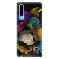Odolné silikónové puzdro iSaprio - Dark Flowers - Huawei P30