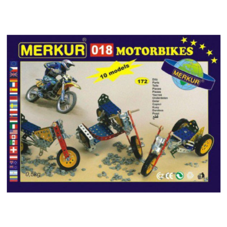 MERKUR Motocykle 018 Stavebnica 10 modelov 182ks v krabici 26x18x5cm Teddies