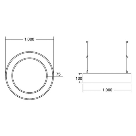 BRUMBERG Biro Circle Ring priame zapnutie/vypnutie 100 cm strieborná 4000 K