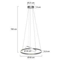 LED závesné svietidlo Ringlux, 3 svetlá, oceľ, Ø 60 cm