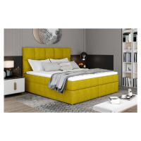 NABBI Grosio 165 čalúnená manželská posteľ s úložným priestorom žltá
