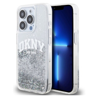 DKNY Liquid Glitter Arch Logo Zadný Kryt pre iPhone 14 Pro Transparent