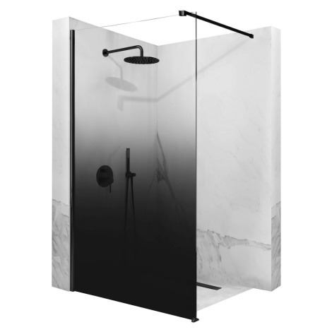 Rea Aero Ombre, sprchová zástena Walk-In 100x195 cm, 8mm číre sklo s čiernym vzorom, čierny matn