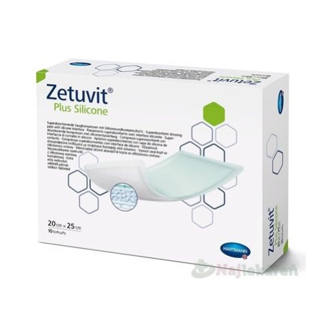 ZETUVIT Plus Silicone kompres sterilný (20x25cm) 10ks