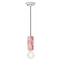 PI závesná lampa, kvetinový vzor Ø 8 cm červená/biela