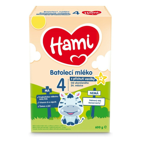 HAMI 4 Batoľacie mlieko s príchuťou vanilky od ukončeného 24.mesiaca 600 g
