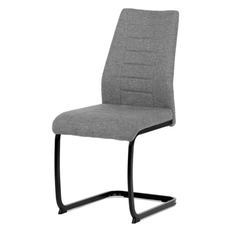 AUTRONIC DCL-438 GREY2 Židle jídelní, stříbrná látka, černé kovové nohy