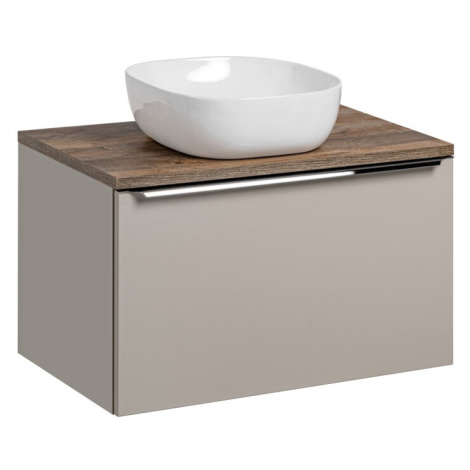 Závěsná skříňka Santa Fe s deskou a umyvadlem 80 cm taupe/dub santa fe vintage Comad