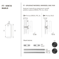 FT - MADLO kód 838 O 32 mm ST ks NEM - nerez matná (F60) 350 mm O 32 mm