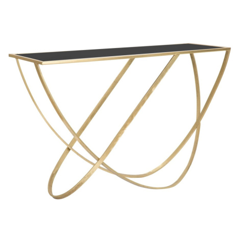 Konzolový stolík so sklenenou doskou v čierno-zlatej farbe 40x120 cm Ring – Mauro Ferretti